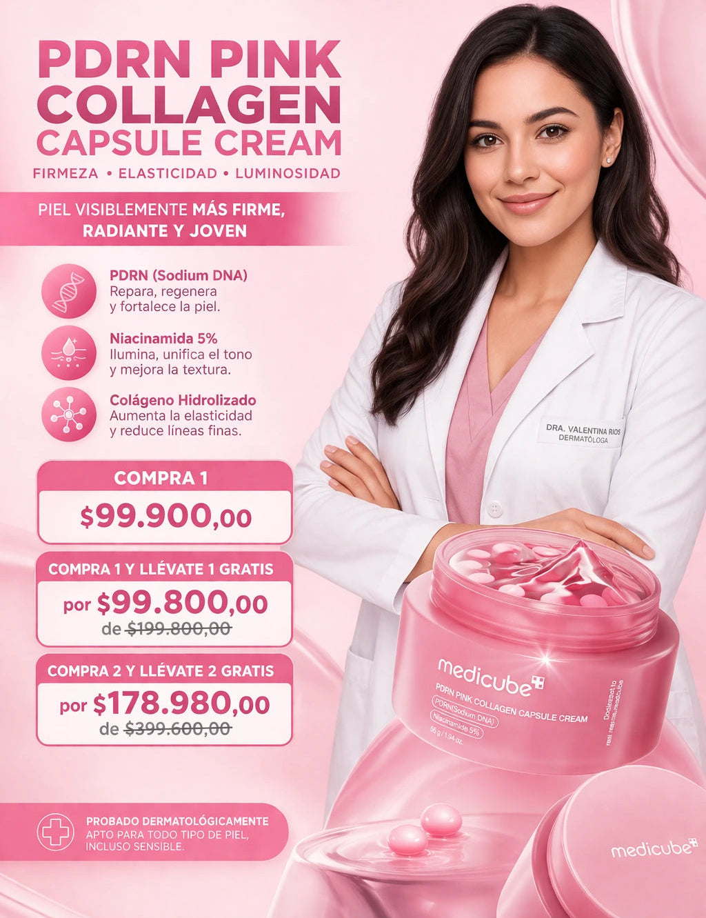 Creme Facial PDRN Pink Collagen 2